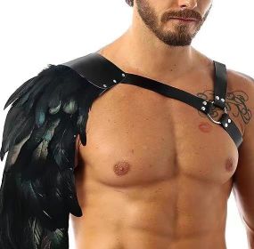 Medieval Feather Leather Shoulder Armor Chest Strap (Option: One Shoulder)